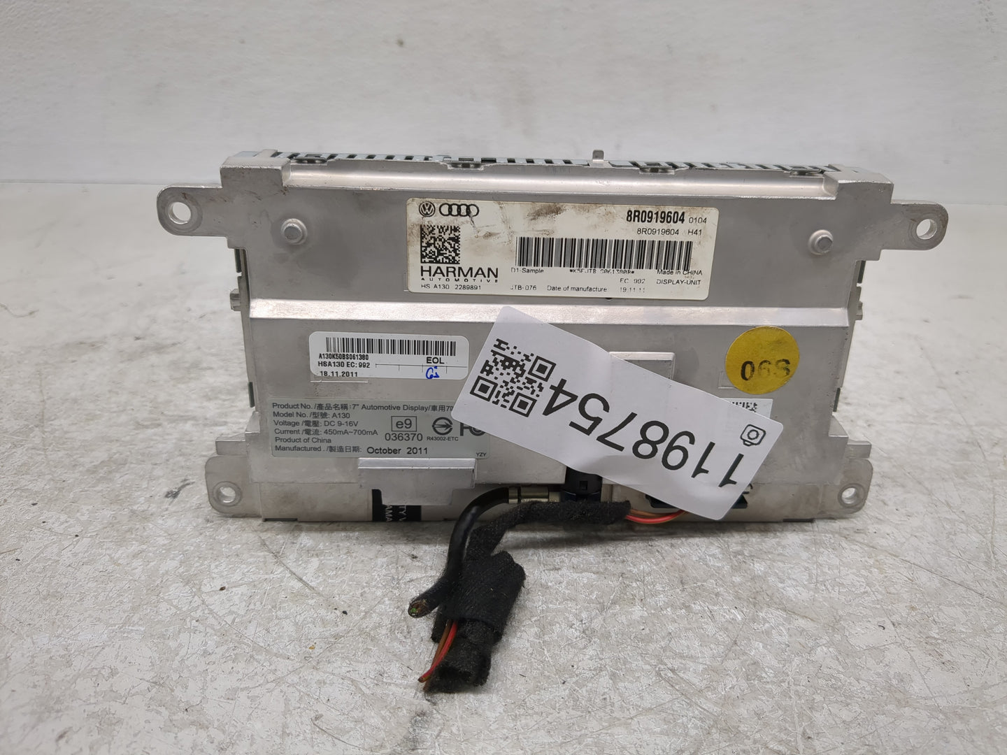 2013 Audi Q7 Radio AM FM Cd Player Receiver Replacement P/N:8R0919604 Fits Fits 2006 2007 2008 2009 2010 2011 OEM Used Auto 