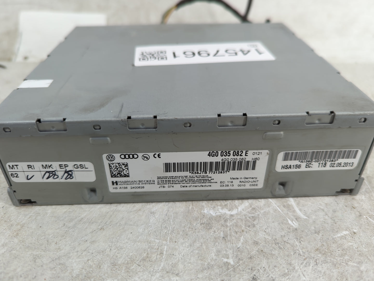 2013 Audi Q7 Radio AM FM Cd Player Receiver Replacement P/N:4G0035082E 4G0035082 Fits OEM Used Auto Parts - Oemusedautoparts
