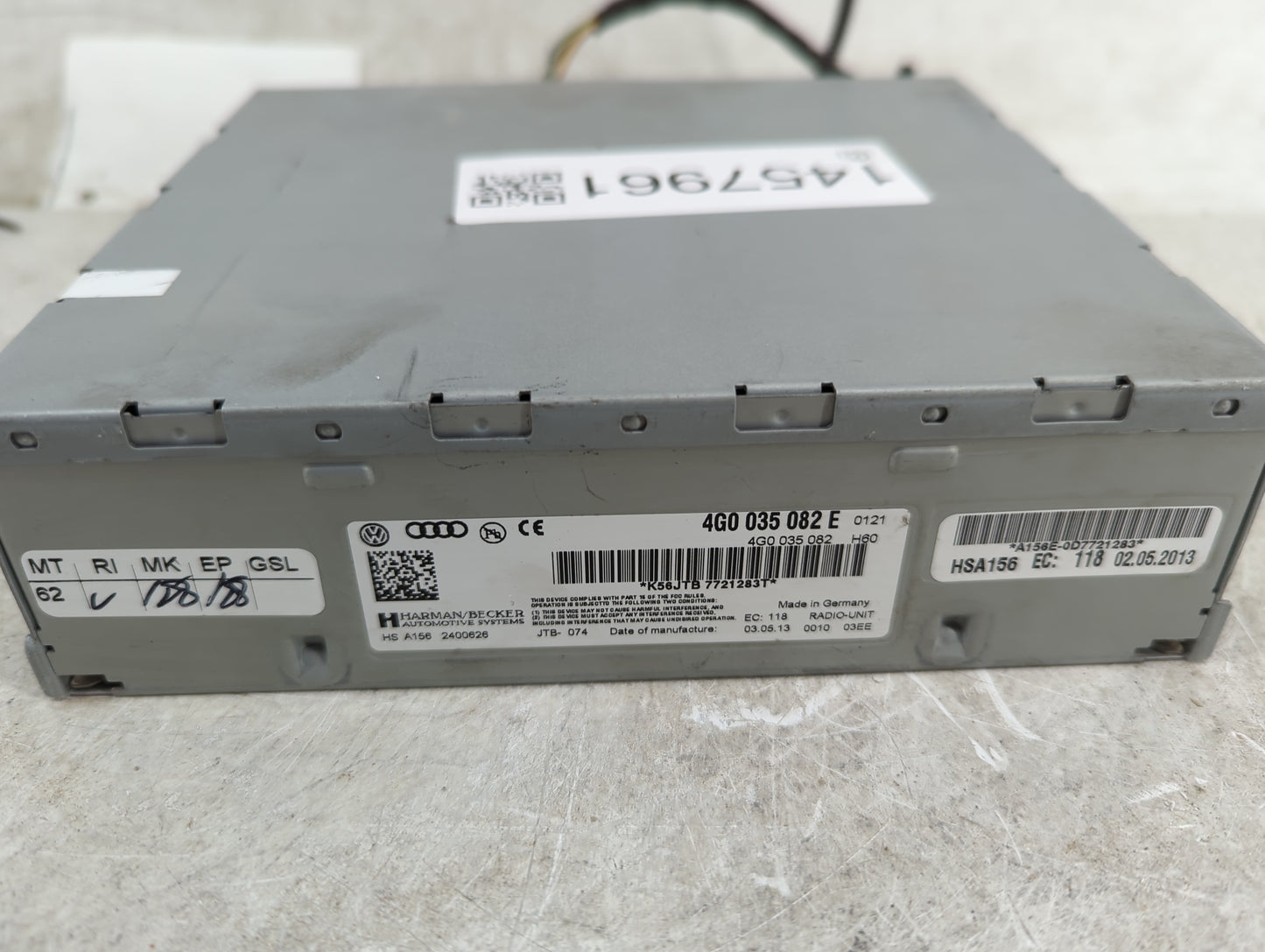 2013 Audi Q7 Radio AM FM Cd Player Receiver Replacement P/N:4G0035082E 4G0035082 Fits OEM Used Auto Parts - Oemusedautoparts