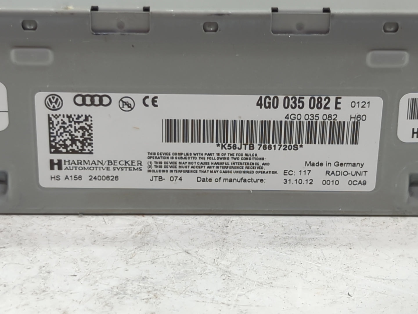 2013-2015 Audi Q7 Radio AM FM Cd Player Receiver Replacement P/N:4G0 035 082 E Fits Fits 2010 2011 2012 2013 2014 2015 2016 
