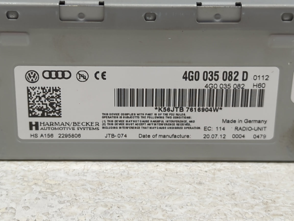 2013 Audi Q7 Radio AM FM Cd Player Receiver Replacement P/N:4G0035082D 4G0035082 OEM Used Auto Parts - Oemusedautoparts1.com
