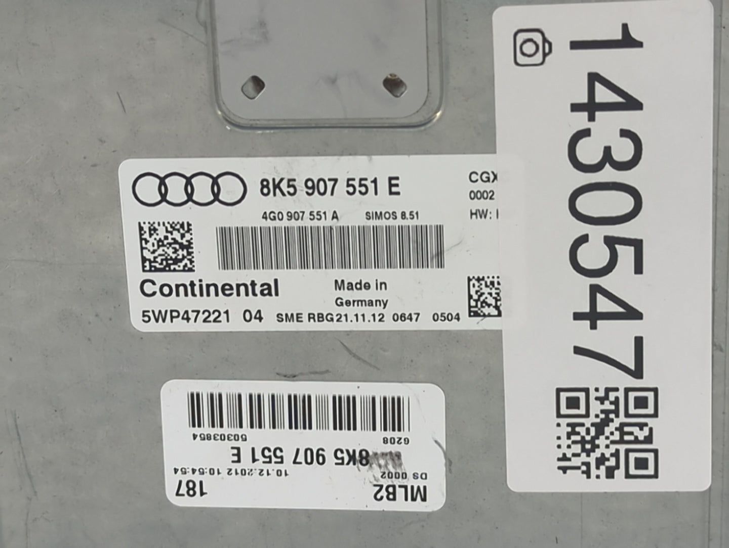 2013-2016 Audi S4 PCM Engine Control Computer ECU ECM PCU OEM P/N:8K5 907 551 E Fits Fits 2013 2014 2015 2016 OEM Used Auto 