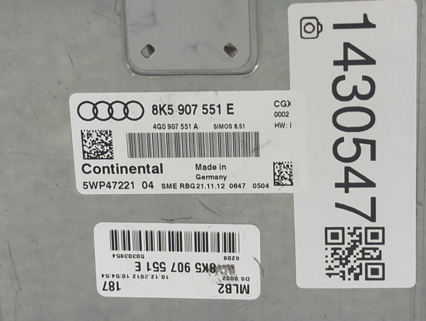 2013-2016 Audi S4 PCM Engine Control Computer ECU ECM PCU OEM P/N:8K5 907 551 E Fits Fits 2013 2014 2015 2016 OEM Used Auto 