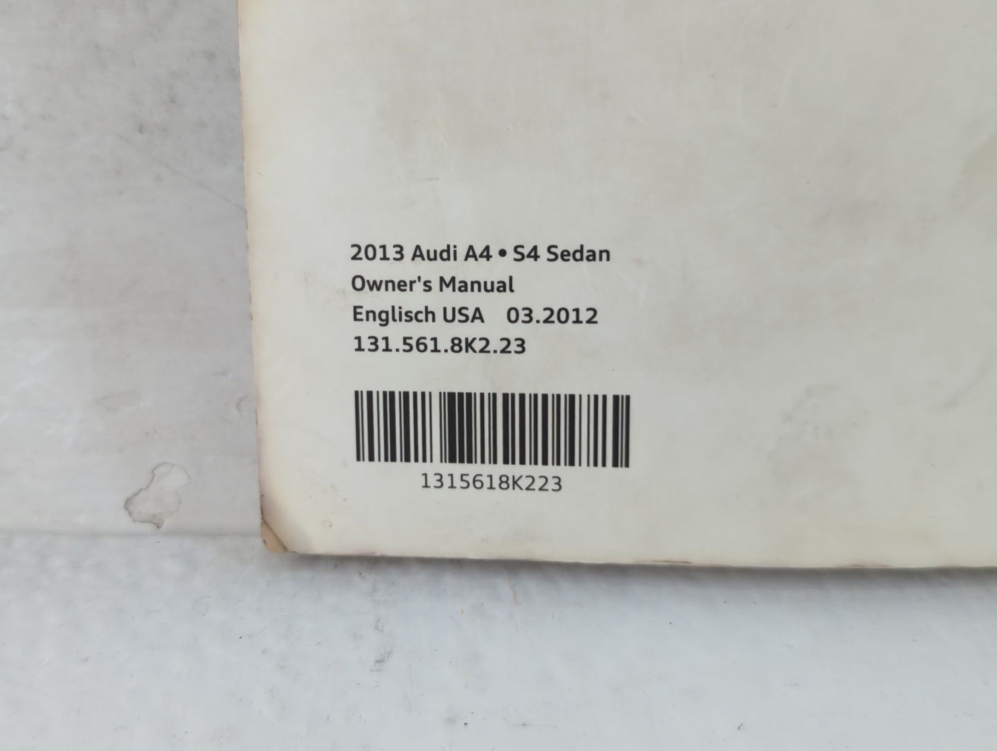 2013 Audi S4 Owners Manual Book Guide P/N:131 561 8K2 23 OEM Used Auto Parts - Oemusedautoparts1.com