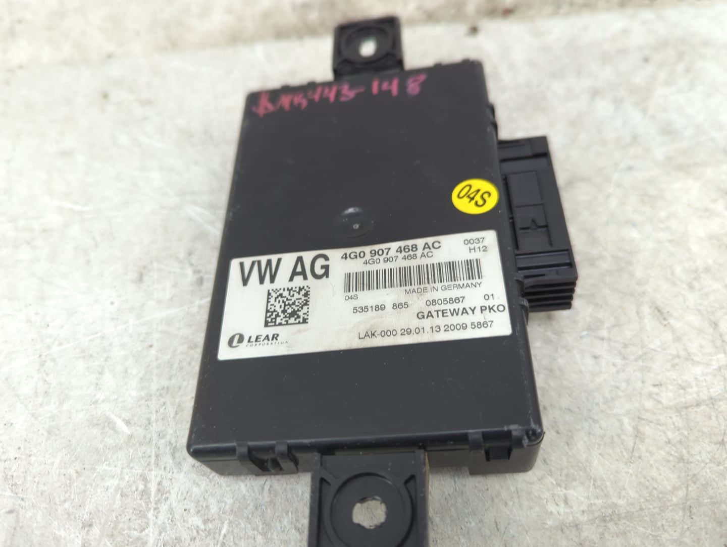 2013 Audi S7 Gateway Control Module 4g0907468ac|535189865|0805867 - Oemusedautoparts1.com