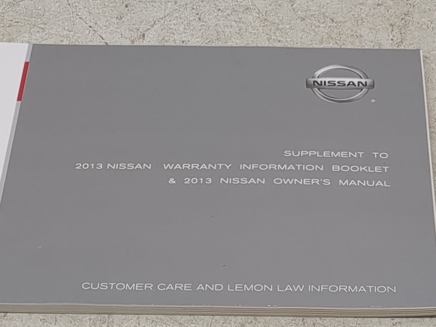 2013 Blank Key Nissan Owners Manual Book Guide OEM Used Auto Parts - Oemusedautoparts1.com