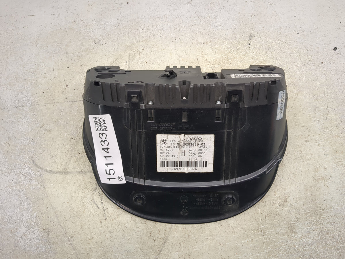 2013 Bmw 328i Instrument Cluster Speedometer Gauges P/N:9283839-02 IK928383902A, 1439510 Miles: Fits OEM Used Auto Parts - O