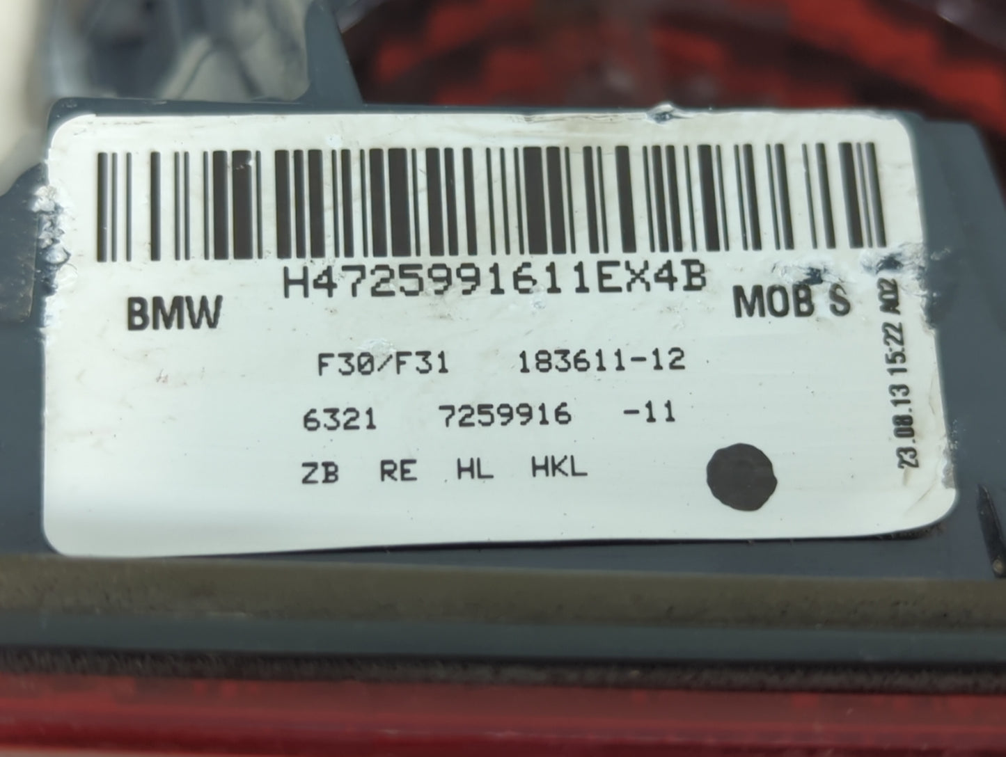 2012-2015 Bmw 328i Passenger Right Side Deck Lid Mounted Tail Light - Oemusedautoparts1.com