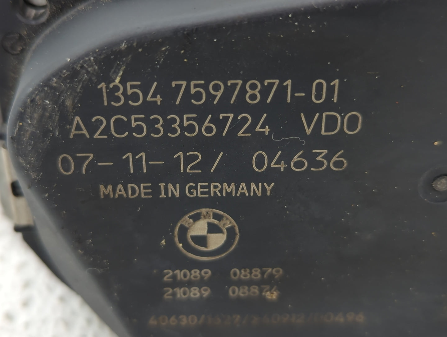 2011-2015 Bmw 335i Throttle Body P/N:1354 7597871-01 1354 7597871-03 Fits OEM Used Auto Parts - Oemusedautoparts1.com