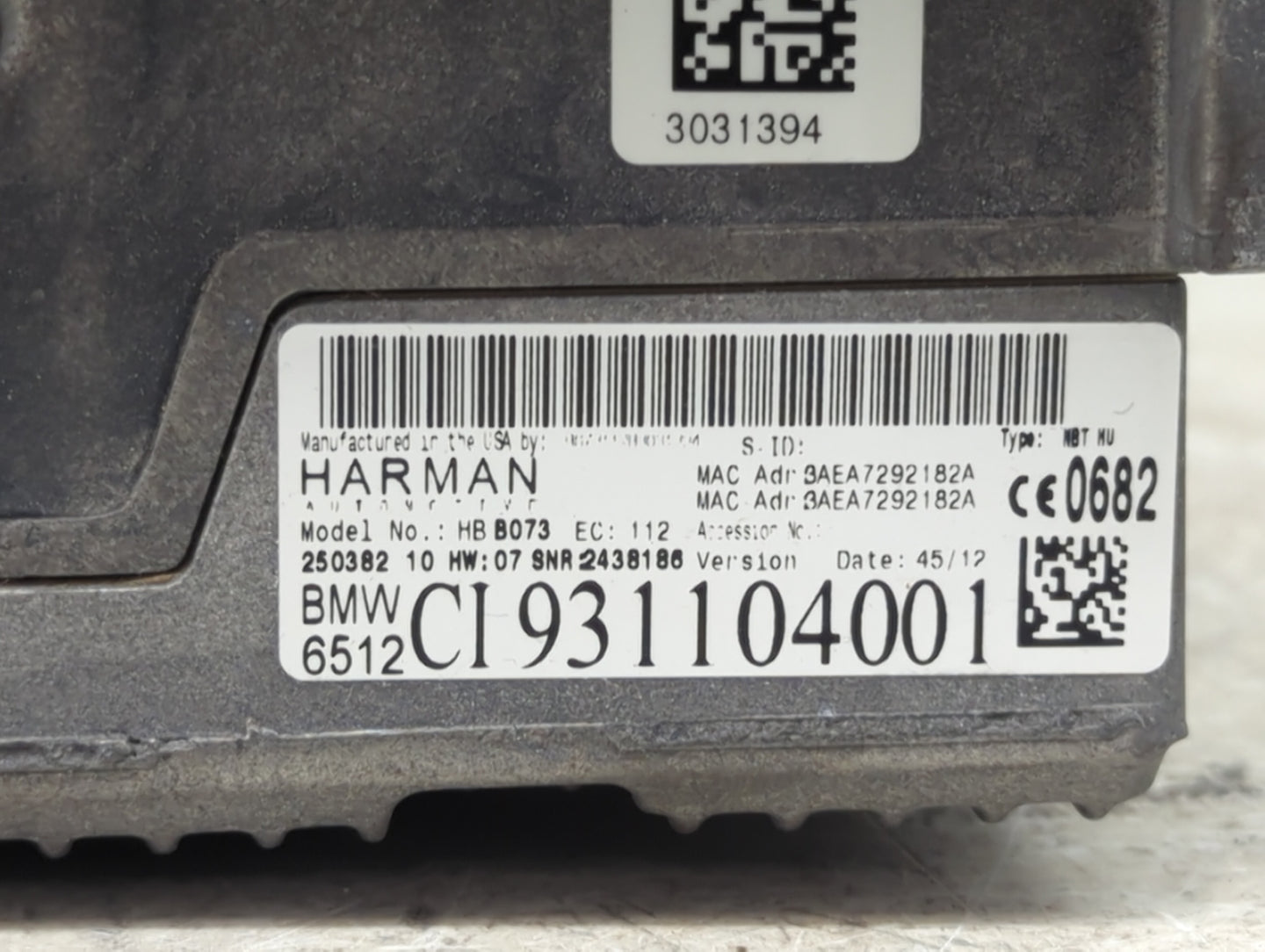 2013-2014 Bmw 528 Radio AM FM Cd Player Receiver Replacement P/N:HB8073 9311104001 Fits Fits 2013 2014 2015 OEM Used Auto Pa