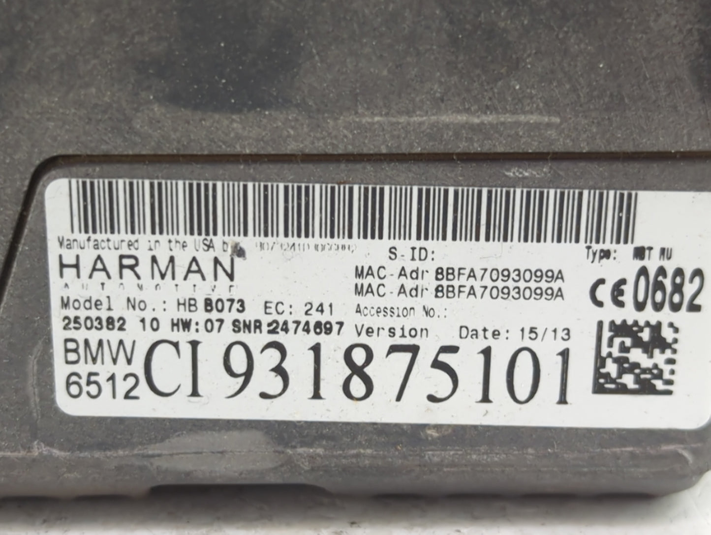 2013 Bmw 528i Radio AM FM Cd Player Receiver Replacement P/N:HB8073 CI931875101, 6512CI931875101 Fits Fits 2012 2014 OEM Use