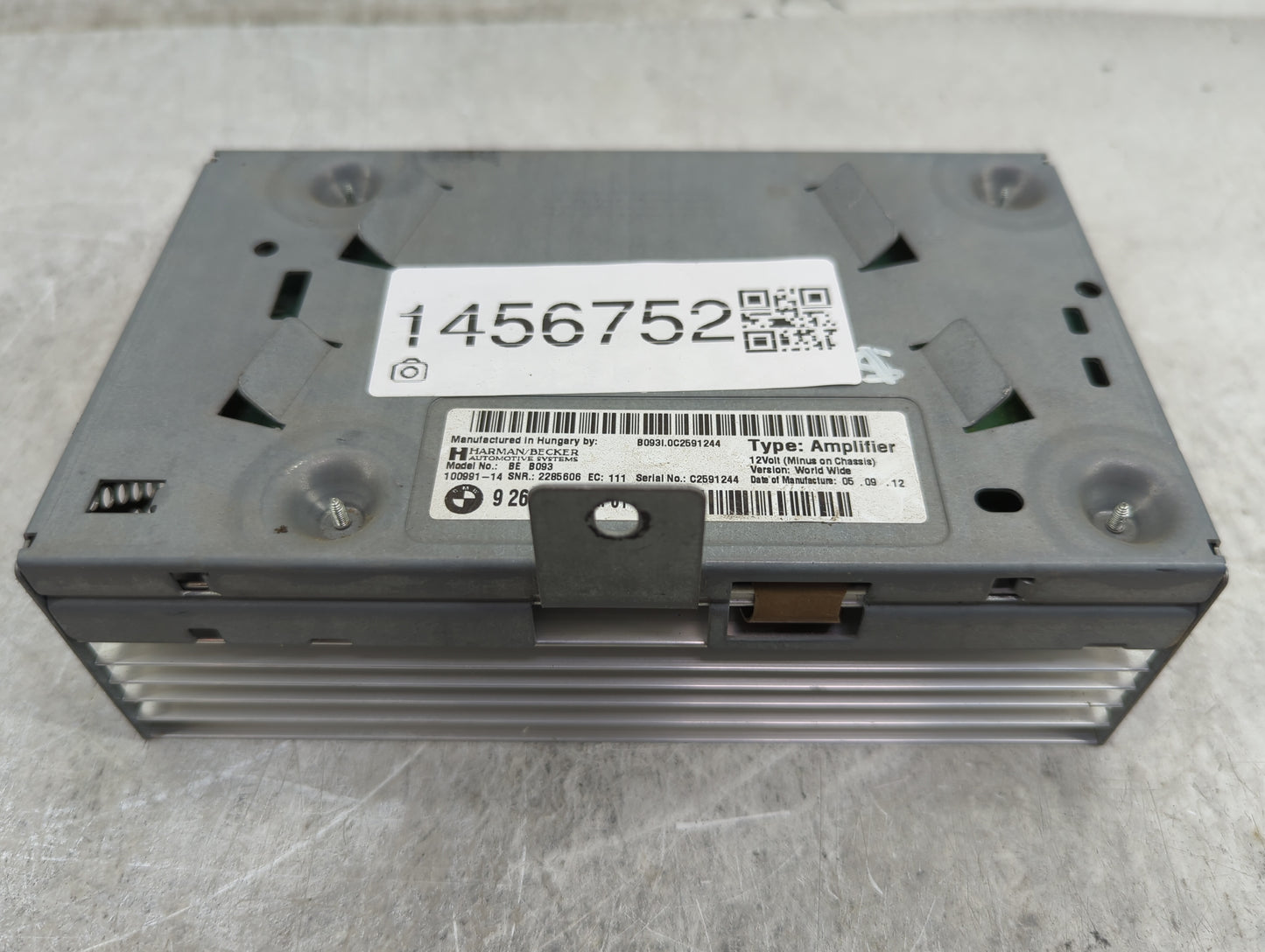 2011-2013 Bmw 528i Radio Speaker Amplifier 9266355|b093|2285606|c2591244 - Oemusedautoparts1.com