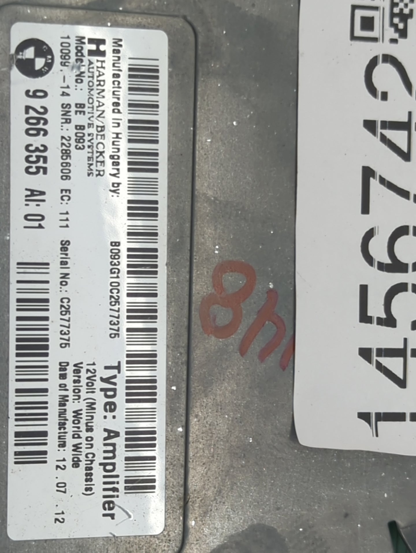 2013 Bmw 535i Radio Speaker Amplifier 9266355|beb093|2285606 - Oemusedautoparts1.com