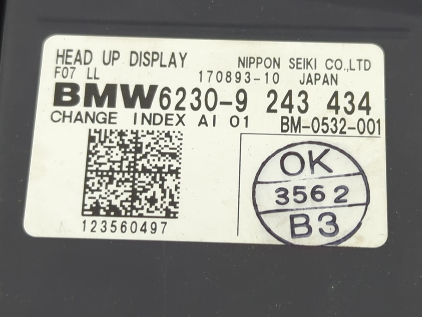 2013 Bmw 550igt Dash Dashboard Heads Up Display Hud Oem - Oemusedautoparts1.com
