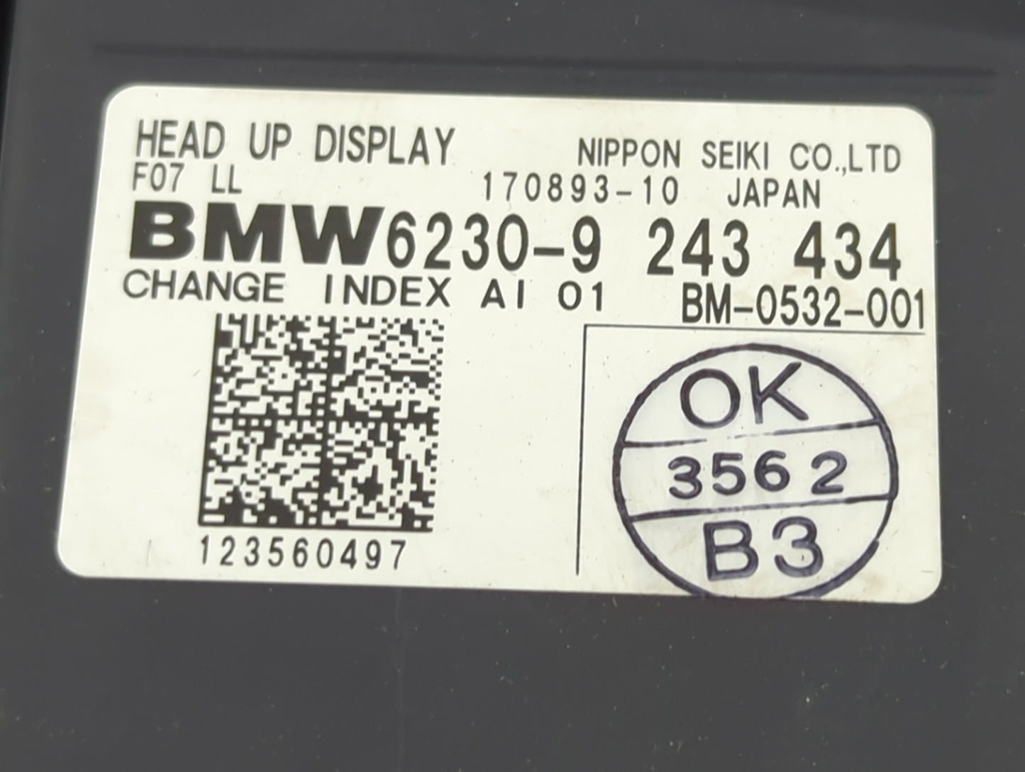 2013 Bmw 550igt Dash Dashboard Heads Up Display Hud Oem - Oemusedautoparts1.com