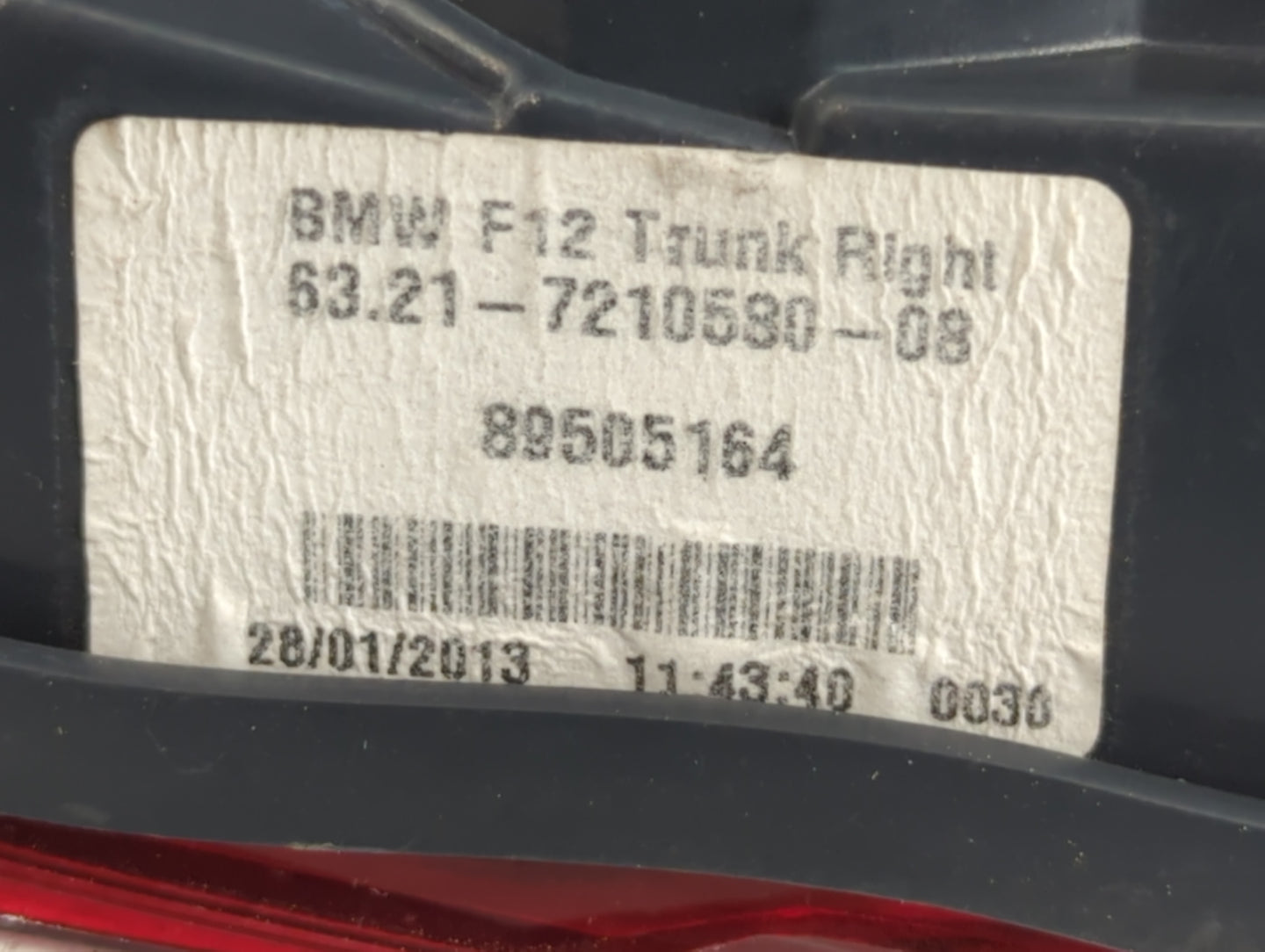 2012-2018 Bmw 650i Tail Light Assembly Passenger Right OEM Fits Fits 2012 2013 2014 2015 2016 2017 2018 OEM Used Auto Parts 