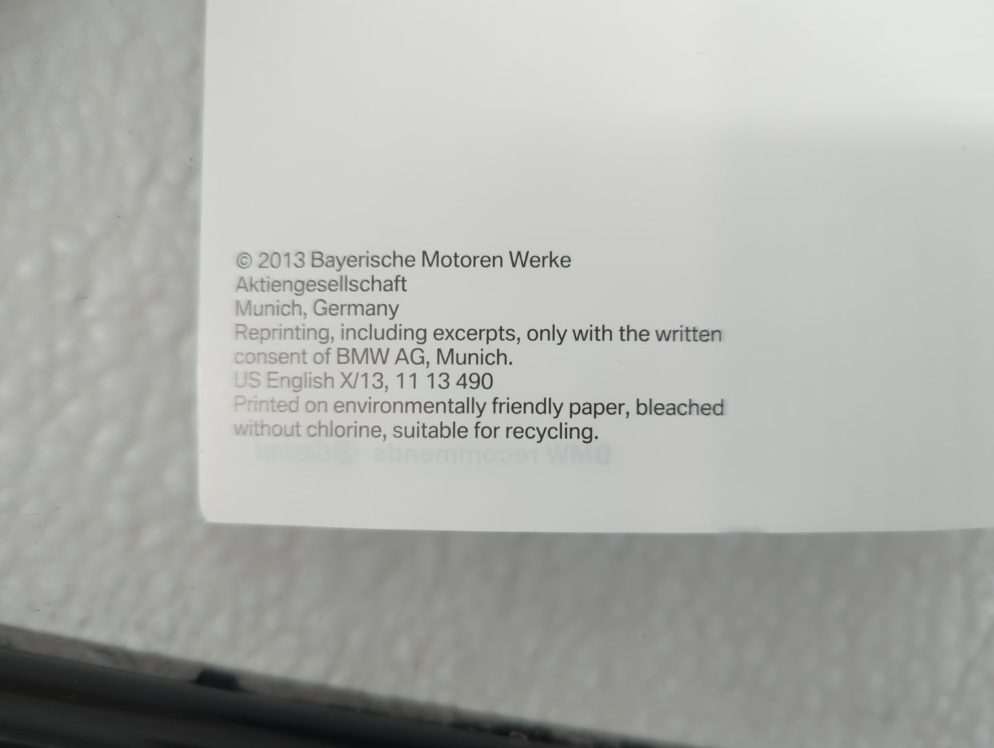 2013 Bmw X4 Owners Manual Book Guide OEM Used Auto Parts - Oemusedautoparts1.com
