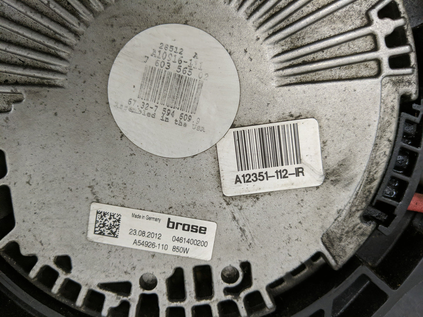 2011-2013 Bmw X5 Electric Radiator Cooling Fan Motor Assembly P/N:A54926-110 Fits Fits 2008 2009 2010 2011 2012 2013 2014 OE