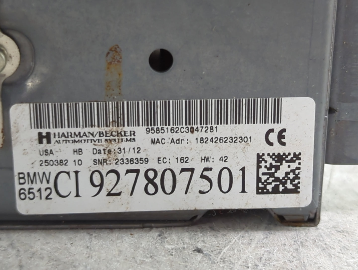 2013 Bmw X5 Radio AM FM Cd Player Receiver Replacement P/N:9585162C3047281 CI927807501, 1669303 Fits OEM Used Auto Parts - O