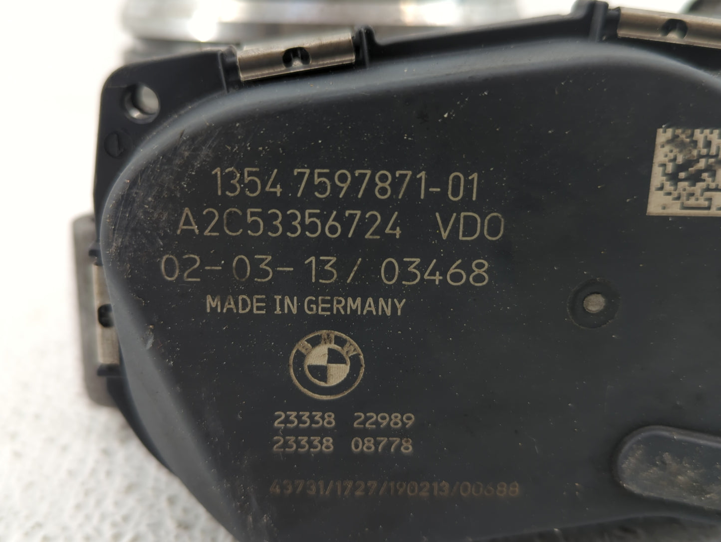 2011-2018 Bmw X5 Throttle Body P/N:1354 7597871-01 Fits Fits 2010 2011 2012 2013 2014 2015 2016 2017 2018 2019 2020 OEM Used