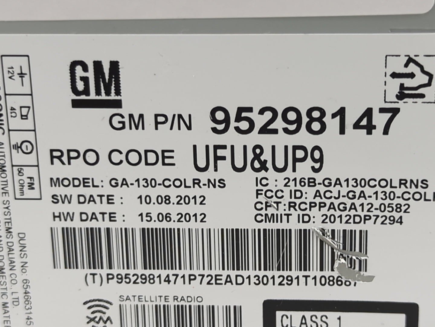 2013-2014 Buick Encore Radio AM FM Cd Player Receiver Replacement P/N:95298147 GA-130-COLR-NS Fits Fits 2013 2014 OEM Used A