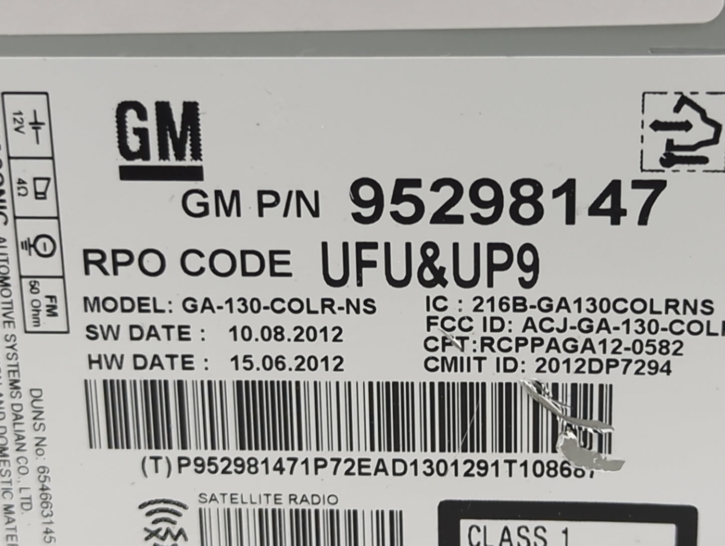 2013-2014 Buick Encore Radio AM FM Cd Player Receiver Replacement P/N:95298147 GA-130-COLR-NS Fits Fits 2013 2014 OEM Used A