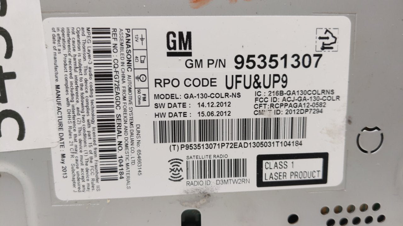 2013-2014 Buick Encore Am Fm Cd Player Radio Receiver - Oemusedautoparts1.com