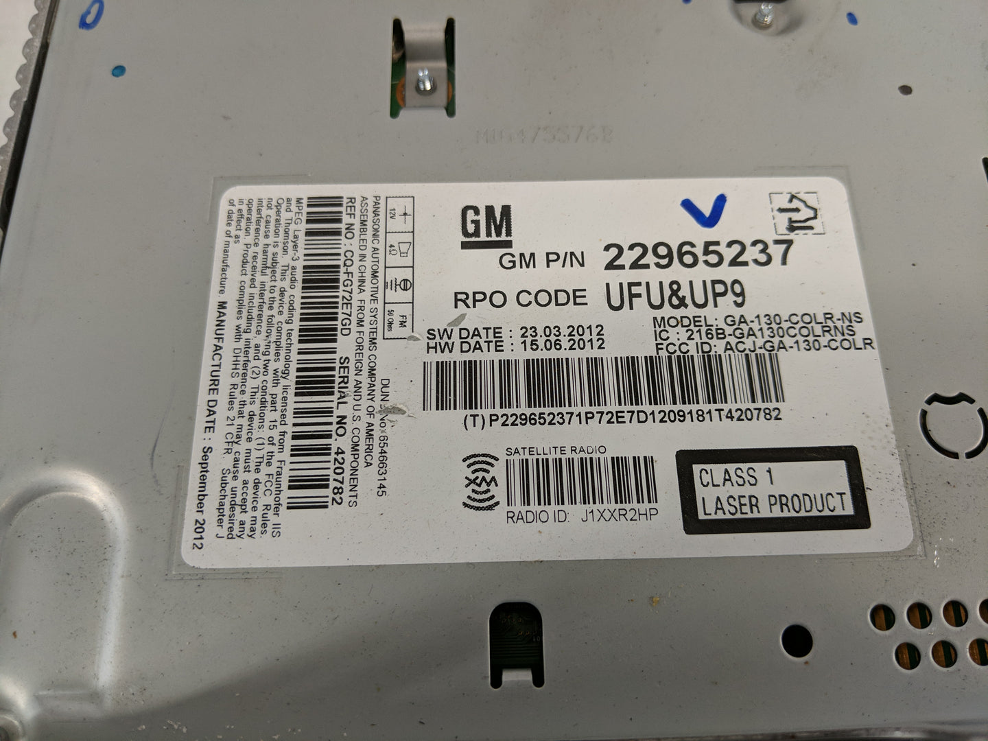 2013 Buick Lacrosse Radio AM FM Cd Player Receiver Replacement P/N:22965237 23135481 Fits OEM Used Auto Parts - Oemusedautop