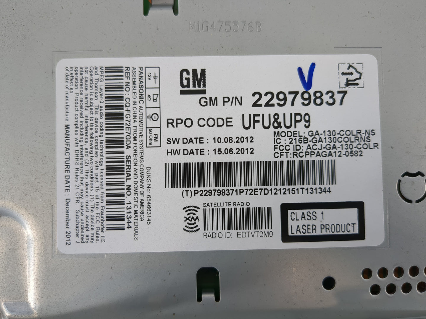 2013 Buick Regal Radio AM FM Cd Player Receiver Replacement P/N:22979837 Fits OEM Used Auto Parts - Oemusedautoparts1.com