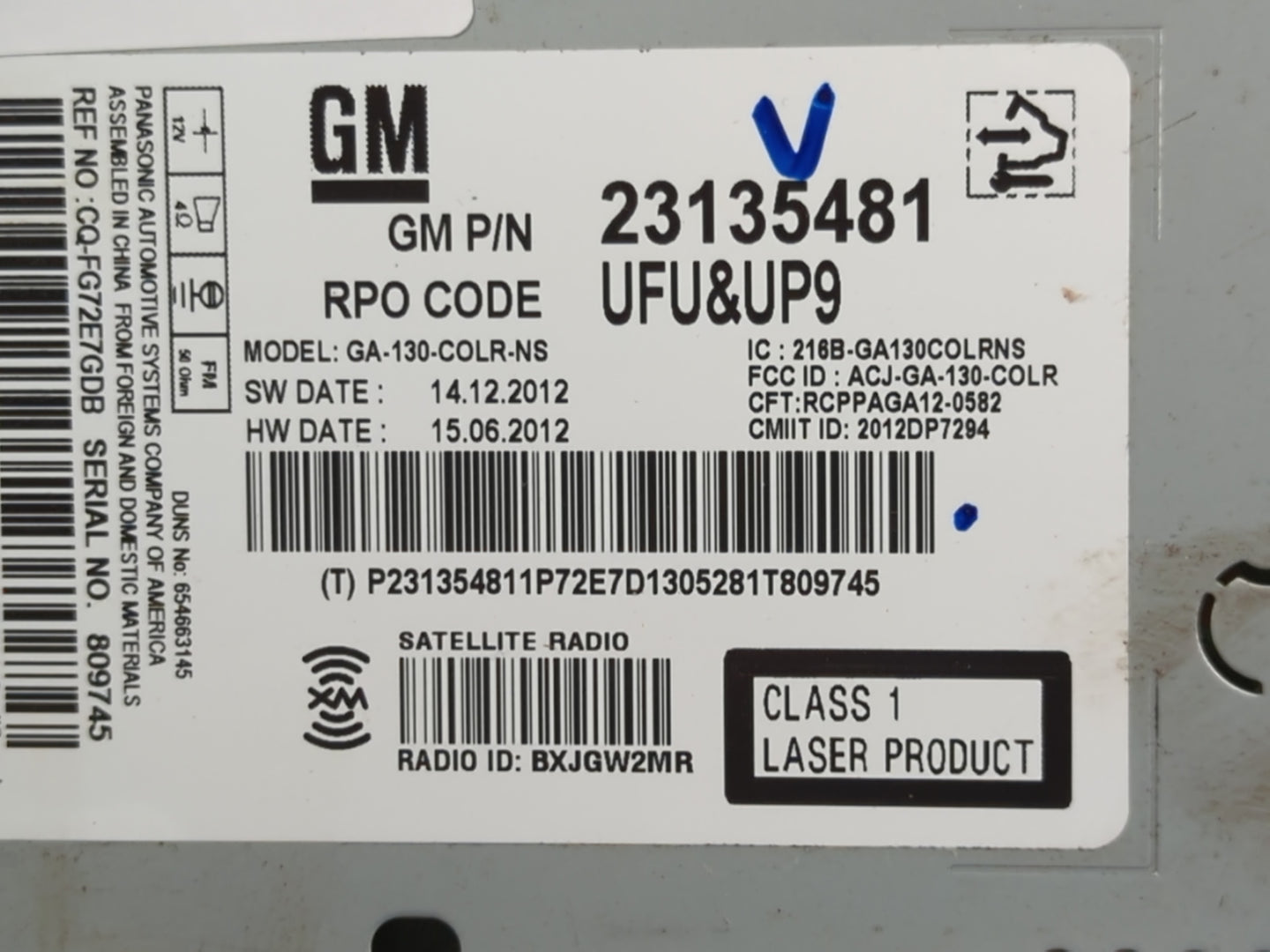 2013 Buick Regal Radio AM FM Cd Player Receiver Replacement P/N:23135481 Fits OEM Used Auto Parts - Oemusedautoparts1.com