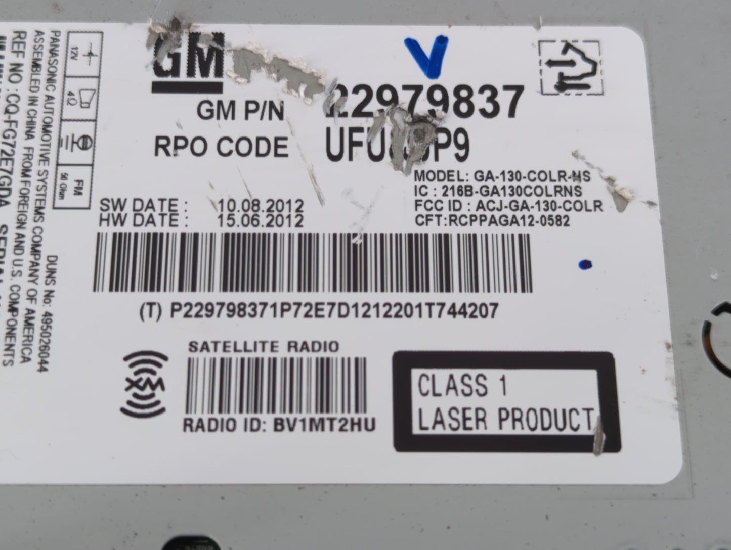 2013 Buick Verano Radio AM FM Cd Player Receiver Replacement P/N:22979837 Fits OEM Used Auto Parts - Oemusedautoparts1.com