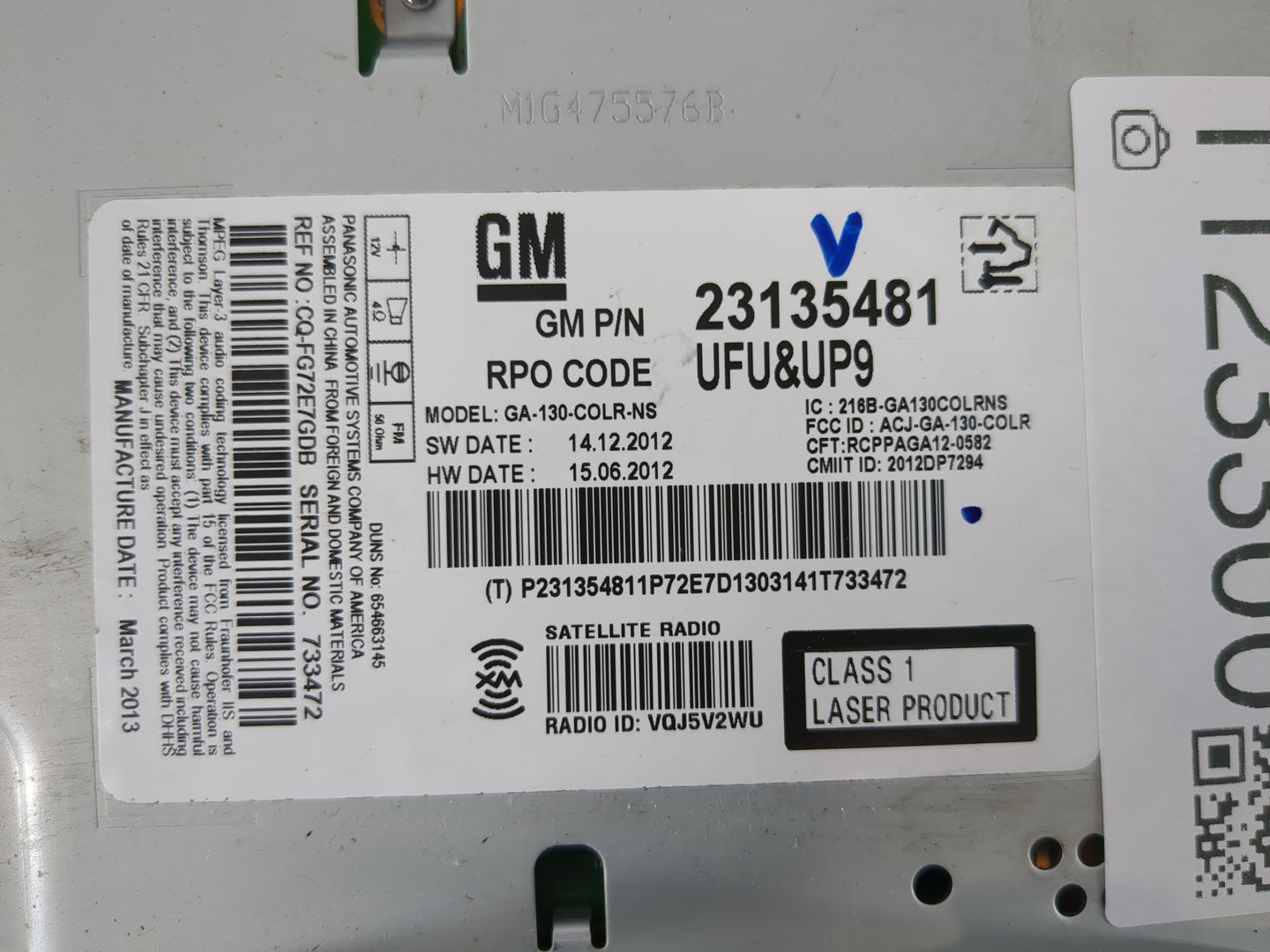 2013 Buick Verano Radio AM FM Cd Player Receiver Replacement P/N:23135481 22965237 Fits OEM Used Auto Parts - Oemusedautopar