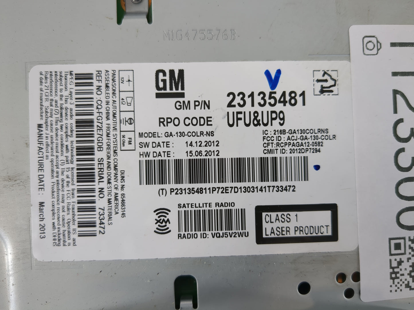 2013 Buick Verano Radio AM FM Cd Player Receiver Replacement P/N:23135481 22965237 Fits OEM Used Auto Parts - Oemusedautopar