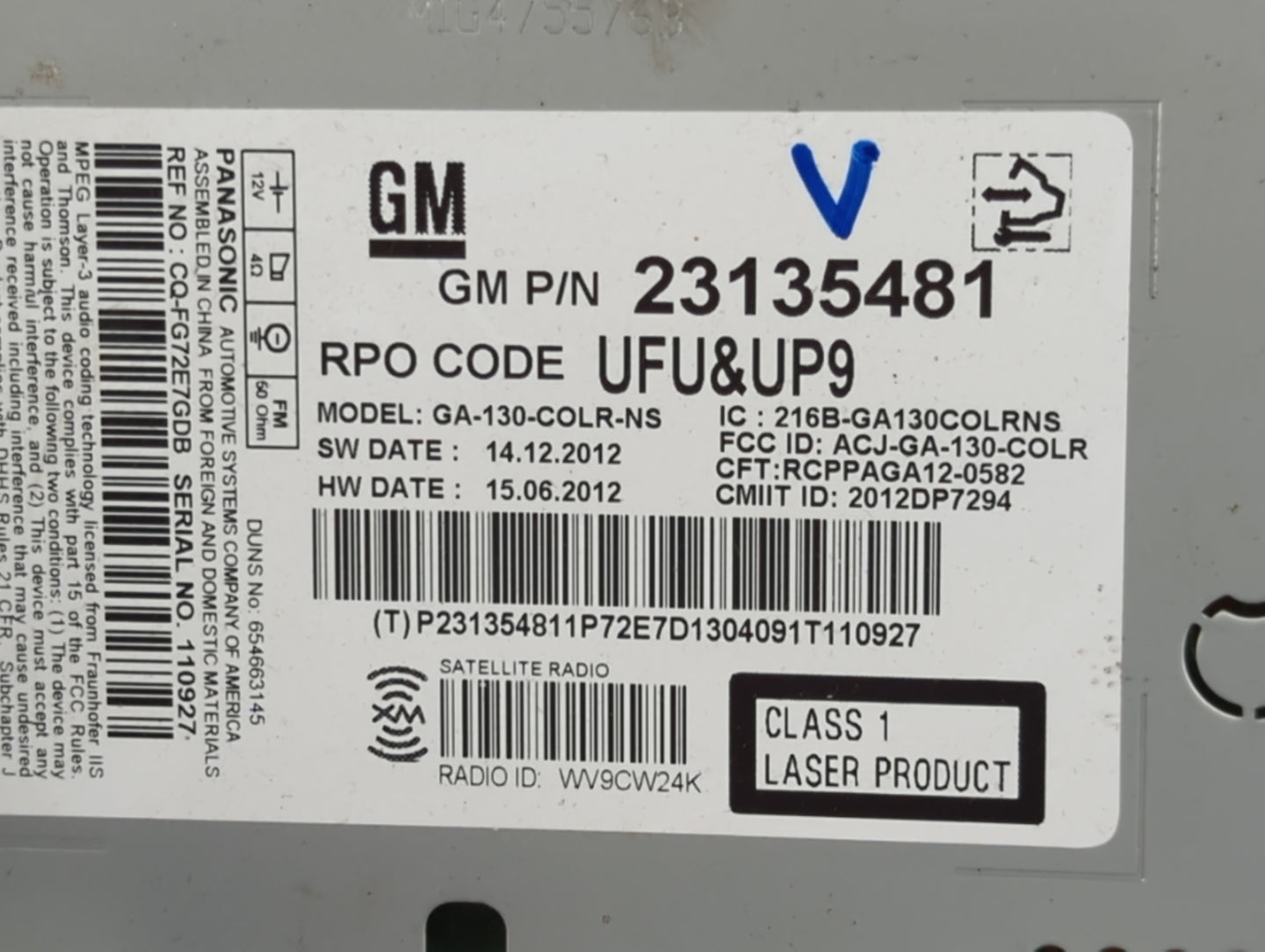 2013 Buick Verano Radio AM FM Cd Player Receiver Replacement P/N:23135481 Fits OEM Used Auto Parts - Oemusedautoparts1.com