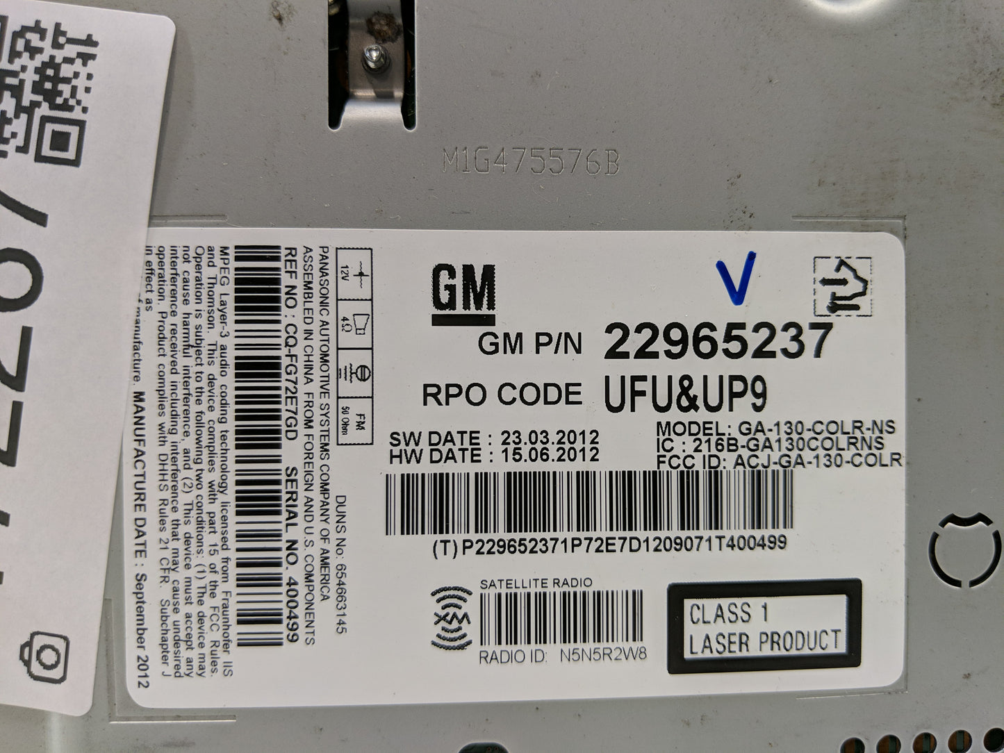 2013 Buick Verano Radio AM FM Cd Player Receiver Replacement Fits OEM Used Auto Parts - Oemusedautoparts1.com