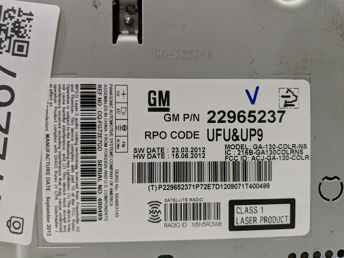 2013 Buick Verano Radio AM FM Cd Player Receiver Replacement P/N:22965237 OEM Used Auto Parts - Oemusedautoparts1.com
