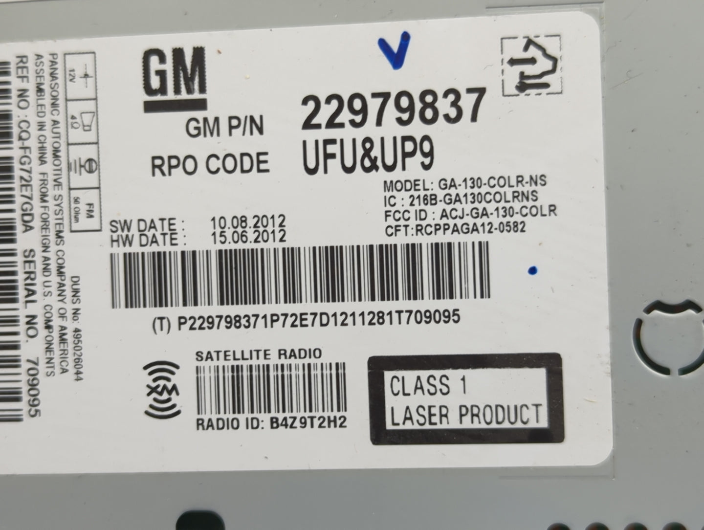 2013 Buick Verano Radio AM FM Cd Player Receiver Replacement P/N:22979837 Fits OEM Used Auto Parts - Oemusedautoparts1.com
