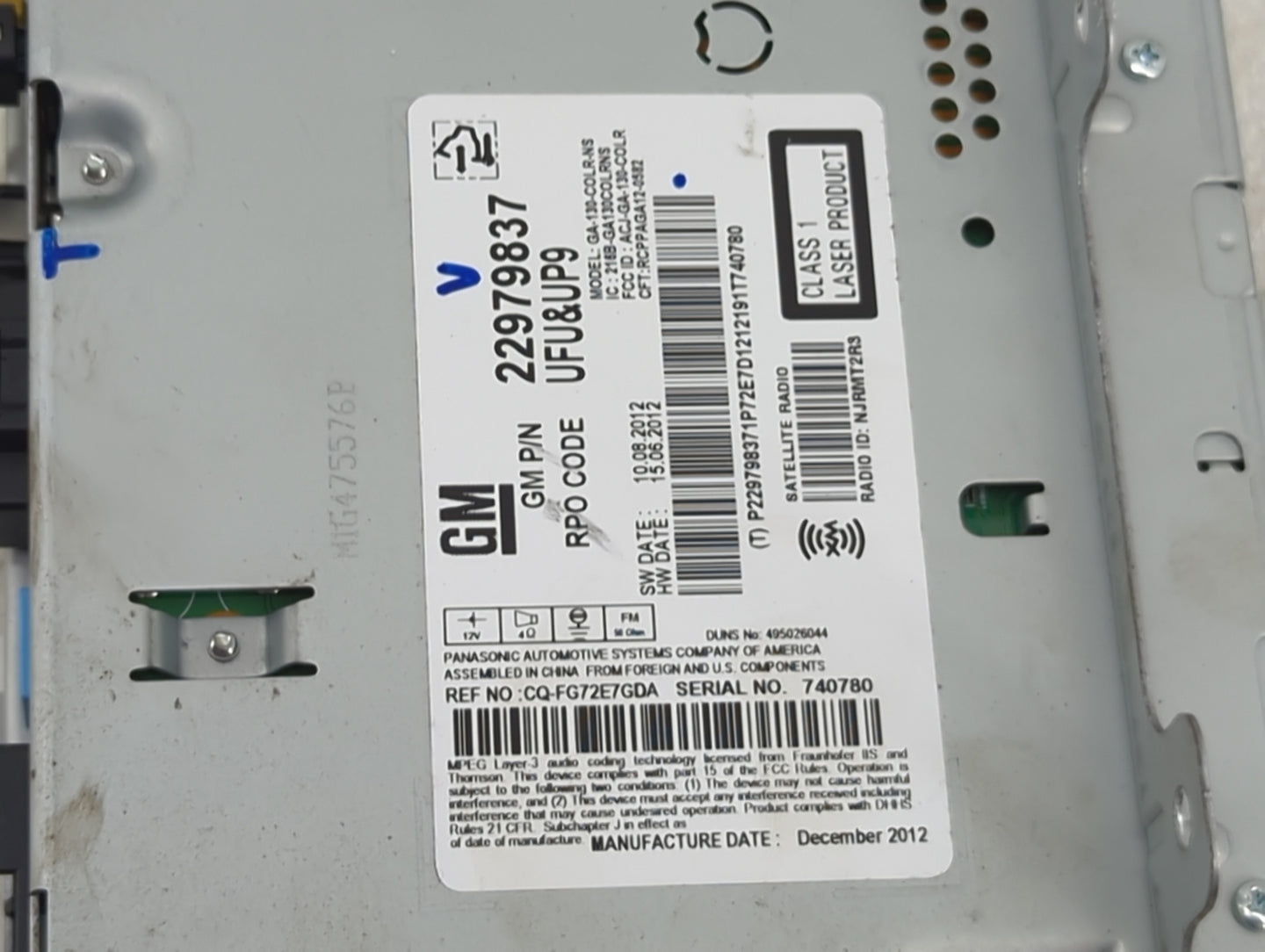 2013 Buick Verano Radio AM FM Cd Player Receiver Replacement P/N:22979837 GA-130-COLR-NS, CQ-FG72E7GDA Fits OEM Used Auto Pa