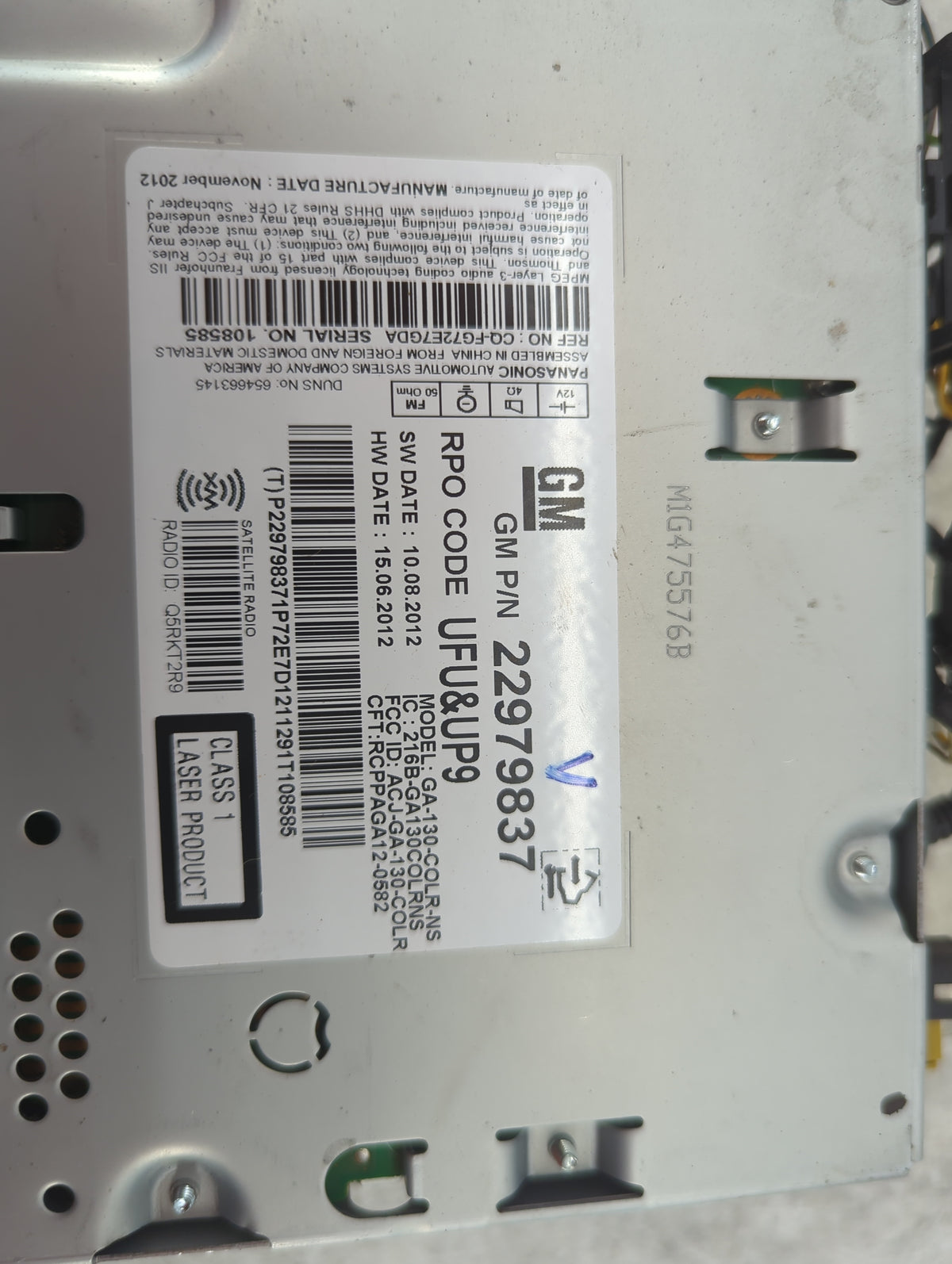 2013 Buick Verano Radio AM FM Cd Player Receiver Replacement P/N:22979837 GA-130-COLR-NS, CQ-FG72E7GDA Fits OEM Used Auto Pa