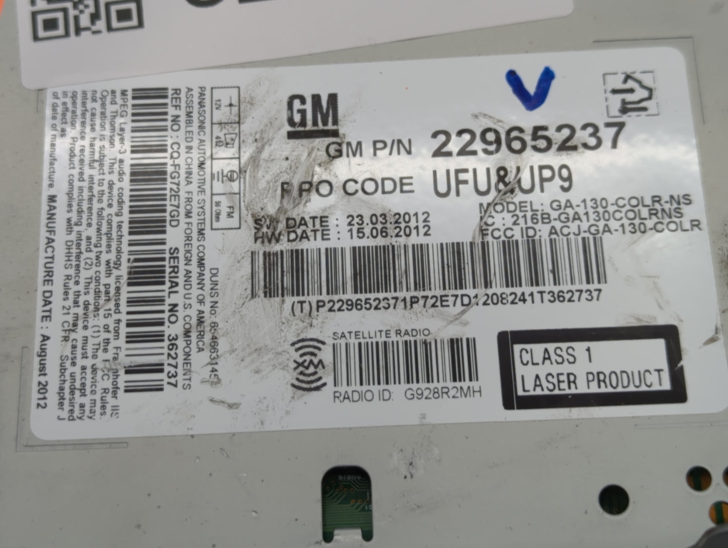 2013-2013 Buick Verano Am Fm Cd Player Radio Receiver - Oemusedautoparts1.com