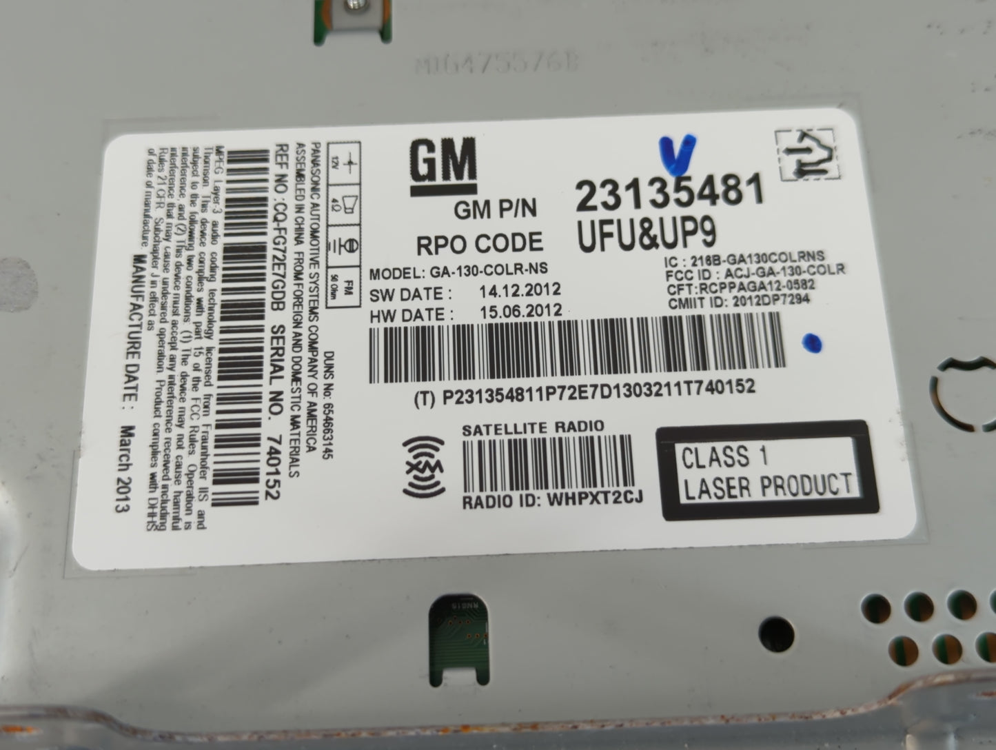 2013 Buick Verano Radio AM FM Cd Player Receiver Replacement P/N:23135481 Fits OEM Used Auto Parts - Oemusedautoparts1.com