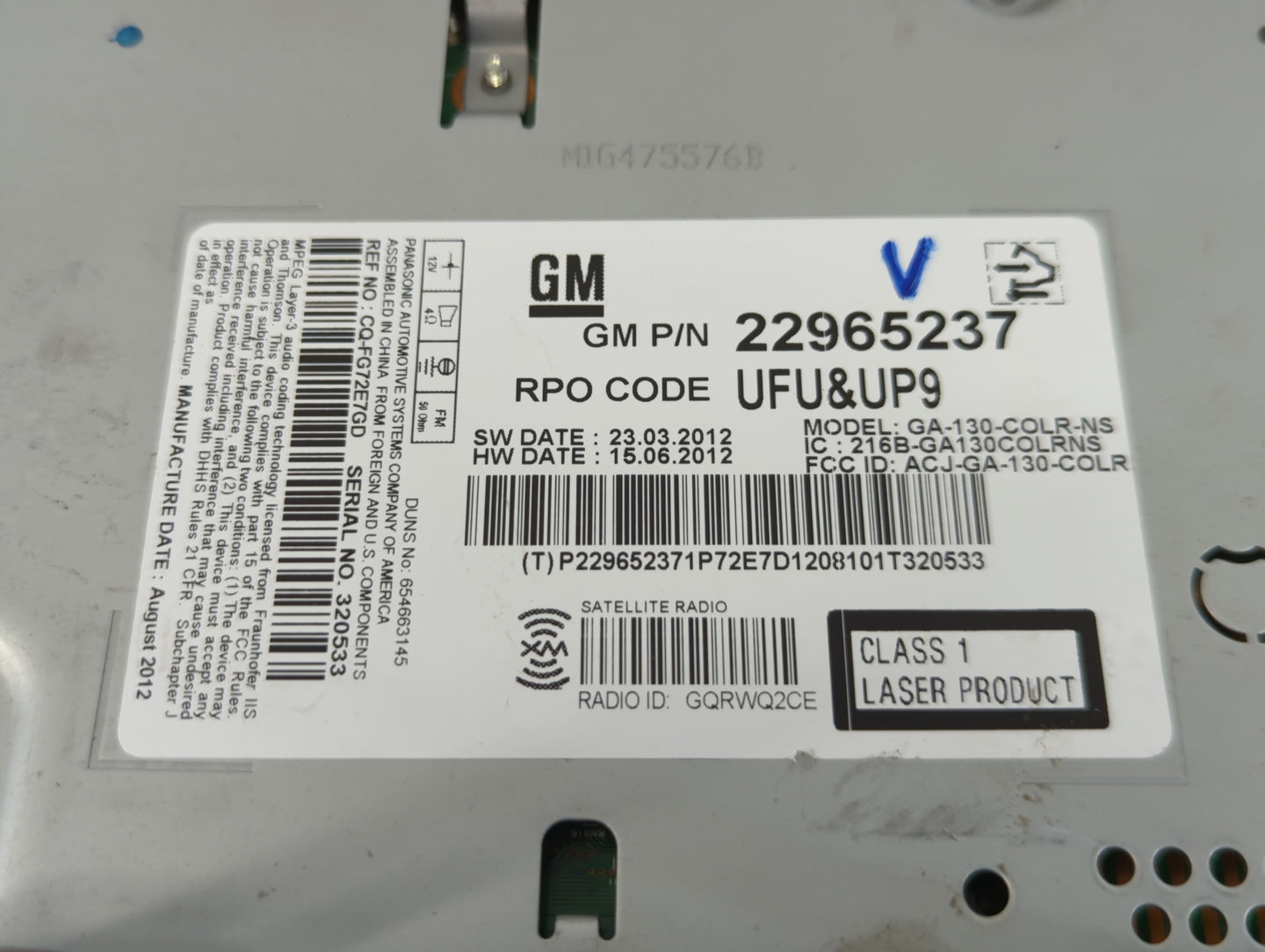 2013 Buick Verano Radio AM FM Cd Player Receiver Replacement P/N:22976237 Fits Fits 2014 2015 2016 OEM Used Auto Parts - Oem