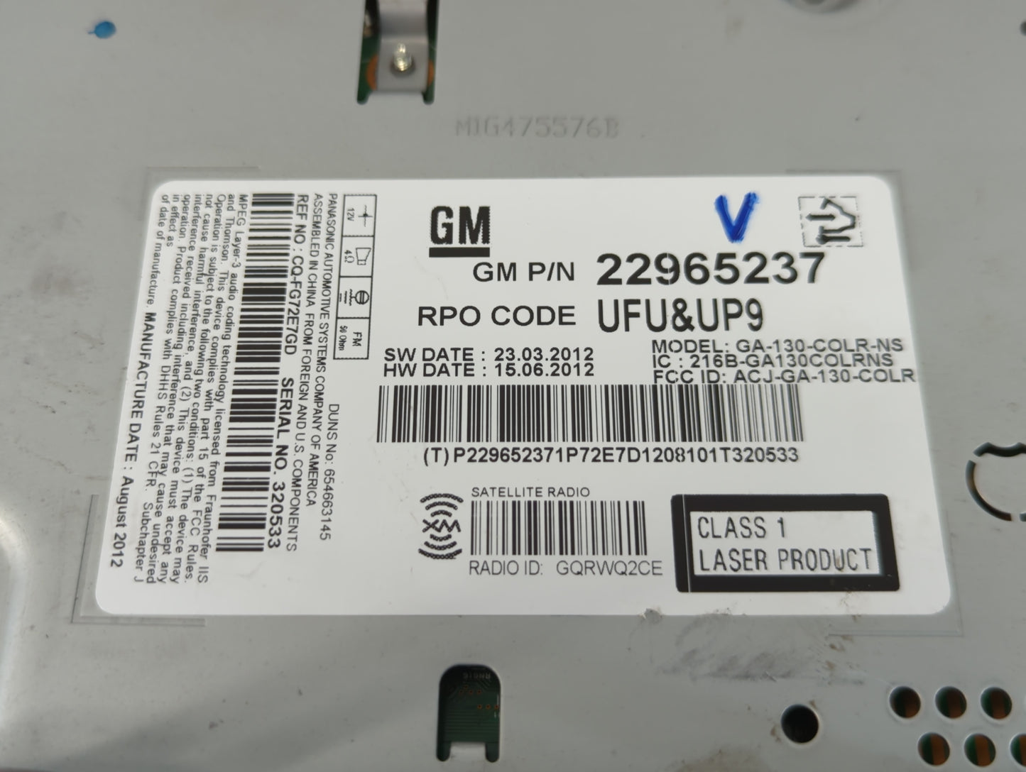2013 Buick Verano Radio AM FM Cd Player Receiver Replacement P/N:22976237 Fits Fits 2014 2015 2016 OEM Used Auto Parts - Oem