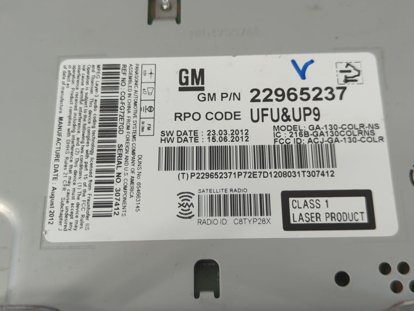 2013 Buick Verano Radio AM FM Cd Player Receiver Replacement P/N:22965237 Fits Fits 2014 2015 2016 OEM Used Auto Parts - Oem