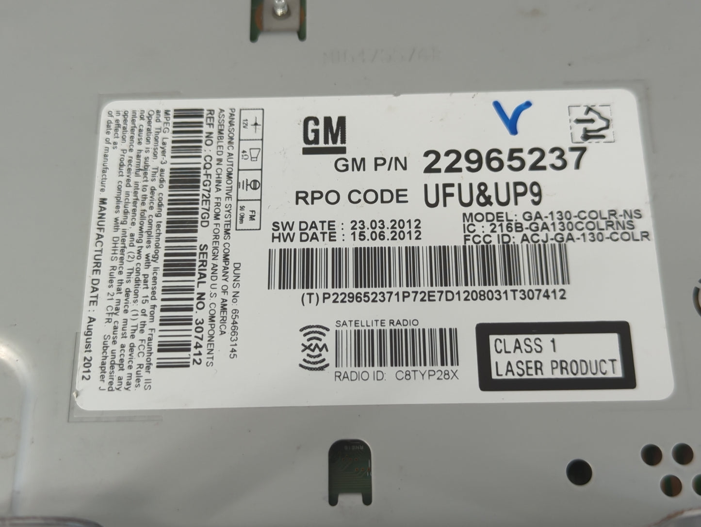 2013 Buick Verano Radio AM FM Cd Player Receiver Replacement P/N:22965237 Fits Fits 2014 2015 2016 OEM Used Auto Parts - Oem