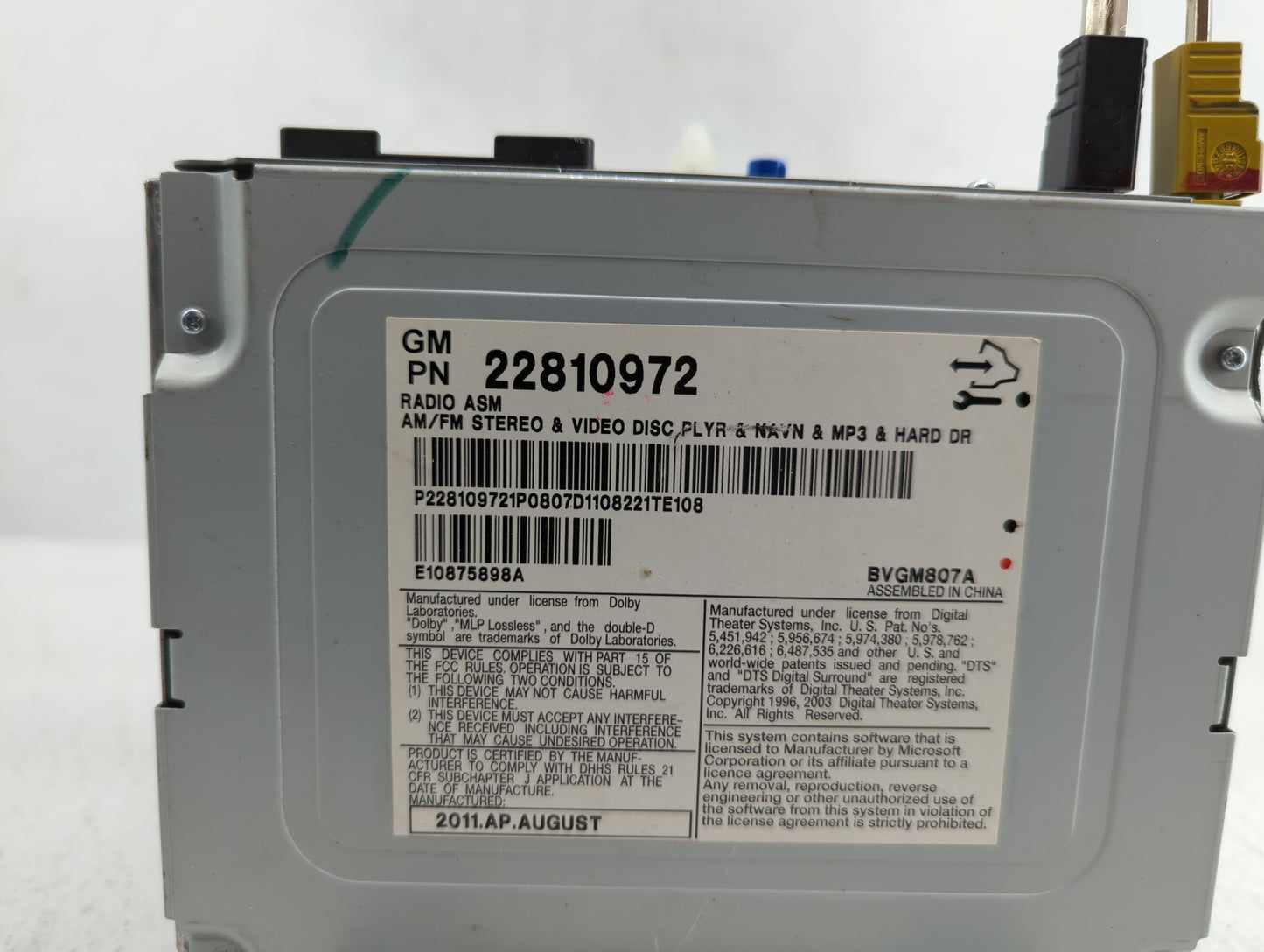 2012-2013 Cadillac Cts Radio AM FM Cd Player Receiver Replacement P/N:22991500 Fits Fits 2012 2013 OEM Used Auto Parts - Oem