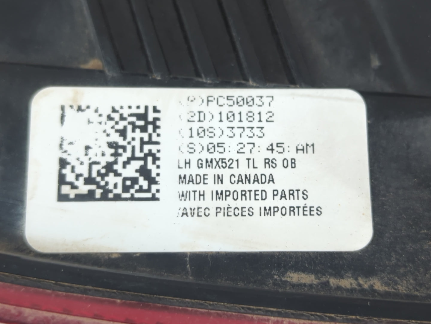 2010-2013 Chevrolet Camaro Driver Left Side Deck Lid Mounted Tail Light 1048562 - Oemusedautoparts1.com