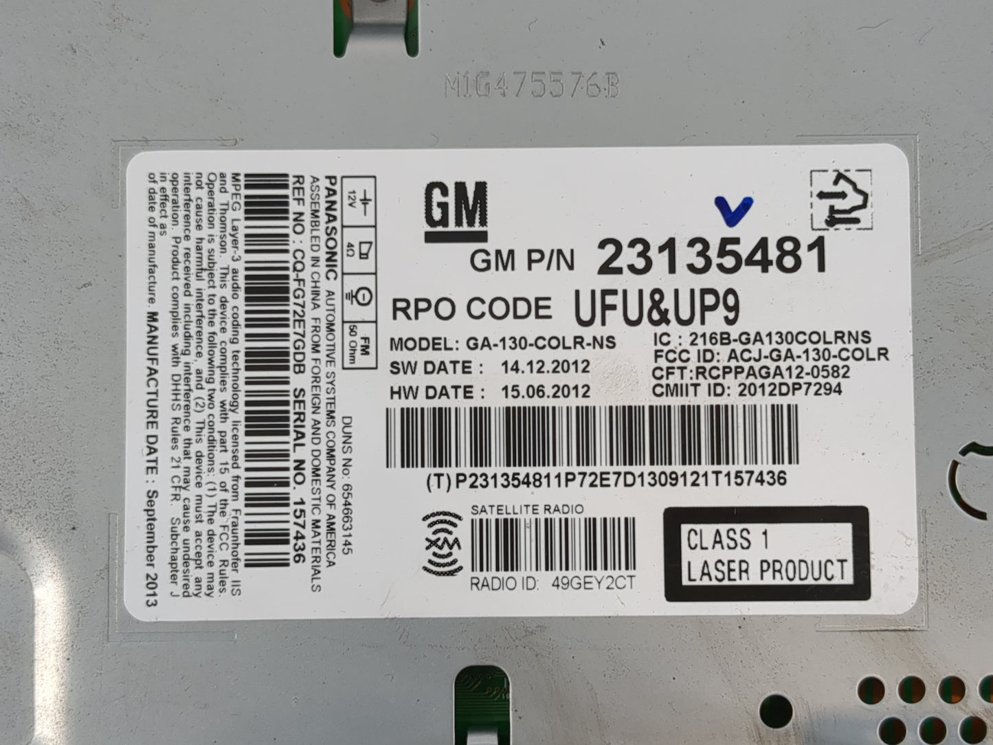 2013 Chevrolet Cruze Radio AM FM Cd Player Receiver Replacement P/N:23135481 Fits OEM Used Auto Parts - Oemusedautoparts1.co