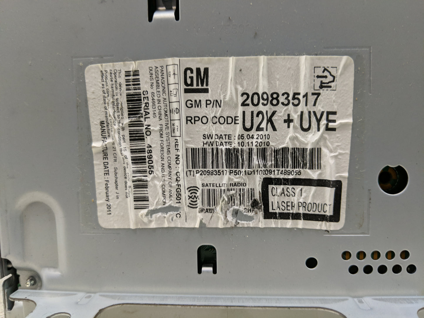 2011-2016 Chevrolet Cruze Radio AM FM Cd Player Receiver Replacement P/N:20983517 95914367 Fits Fits 2011 2012 2013 2014 201