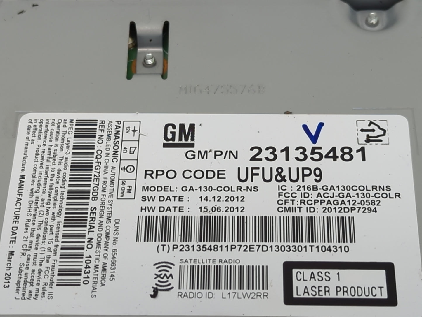 2013 Chevrolet Cruze Radio AM FM Cd Player Receiver Replacement P/N:23135481 Fits OEM Used Auto Parts - Oemusedautoparts1.co